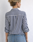 Indigo Blue Stripe Valencia Button Up