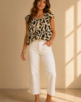 Cream & Black Sara Sleeveless Top