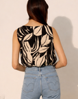 Black Lucca Leaf Bubble Crop Top