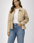 Sand Scottie Faux Leather Jacket