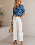 White Meg High Rise Wide Straight Leg