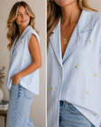 Blue Stripe Lemon Elowyn Top