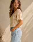 Natural Raquel Lace Top