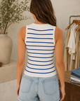 White & Blue Aubrey Tank