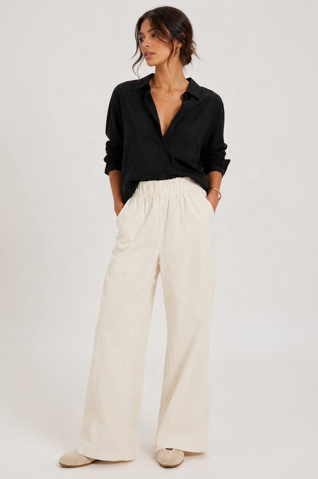 Clean Ivory Days End Linen Pant