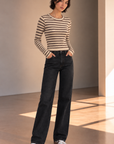 Light Coco Stripe Solana Long Sleeve Top