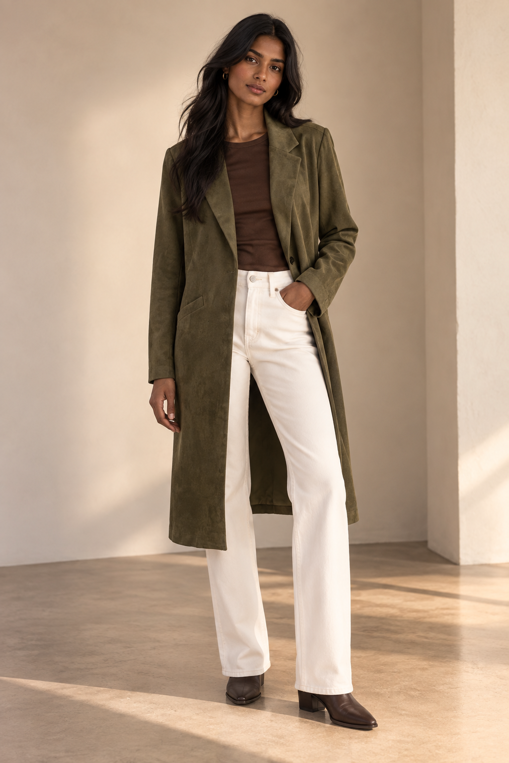 Olive Suede Dakota Trench