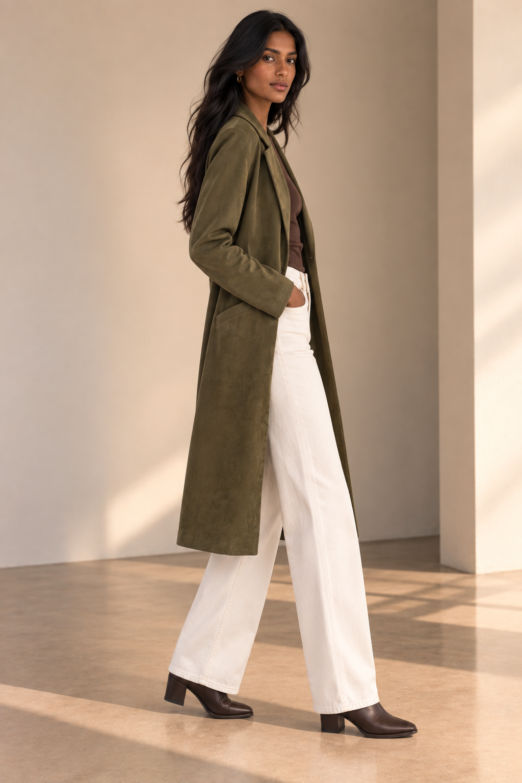 Olive Suede Dakota Trench