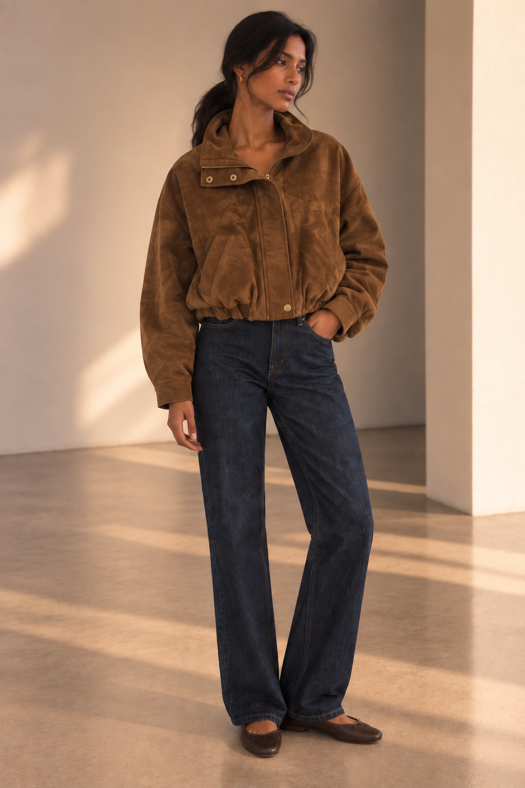 Saddle Suede Corin Bubble Hem Jacket