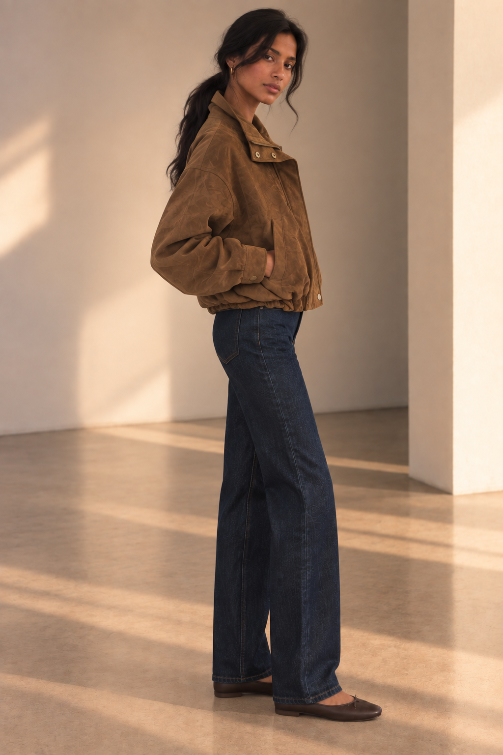 Saddle Suede Corin Bubble Hem Jacket