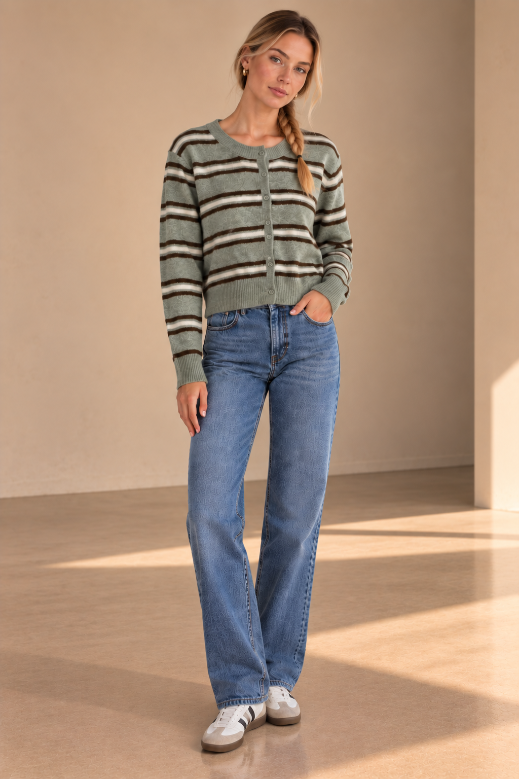 Aqua Cloud Medina Stripe Cardigan