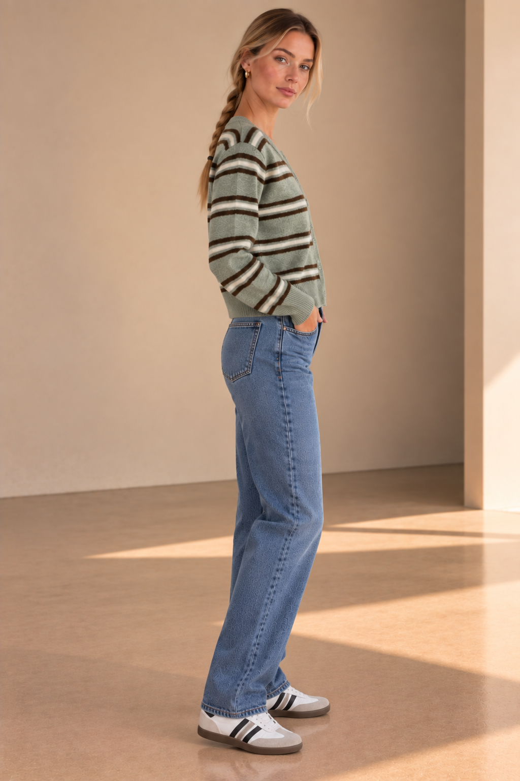 Aqua Cloud Medina Stripe Cardigan