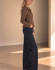 Brown Elara Button Down Long Sleeve Top