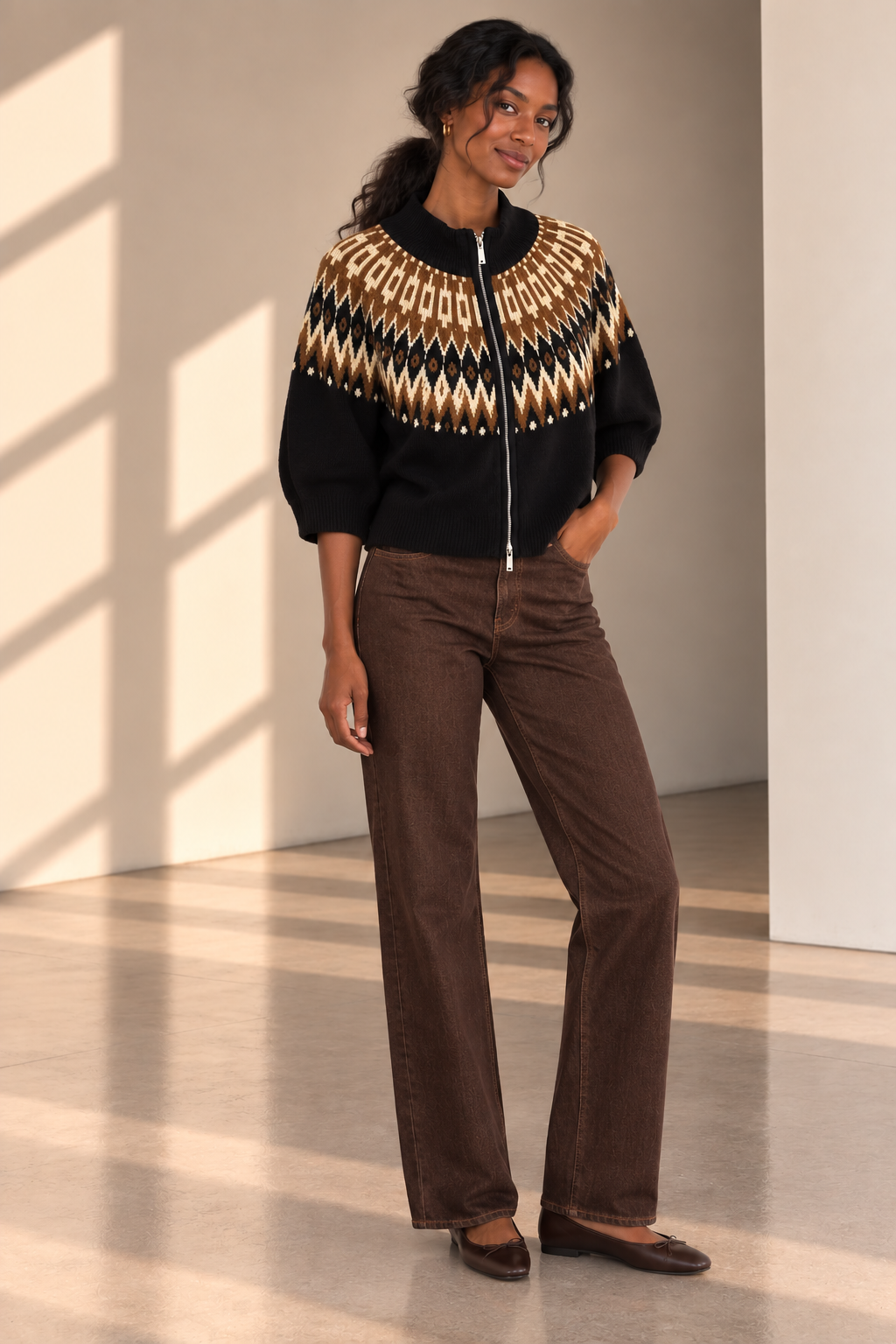 Poconos Fairisle Zip Up Jacket