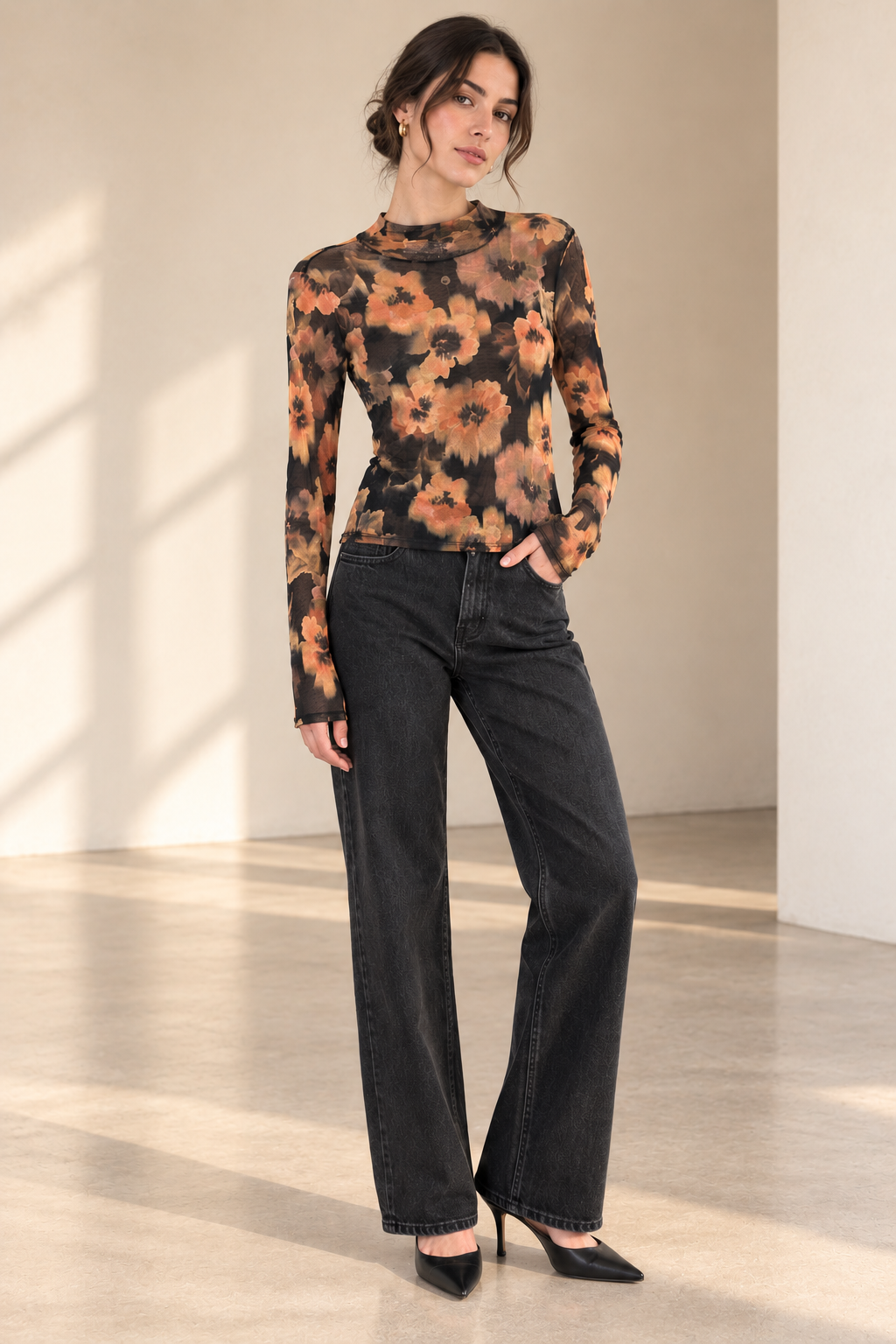 Black Multi Garden Grit Knit Top