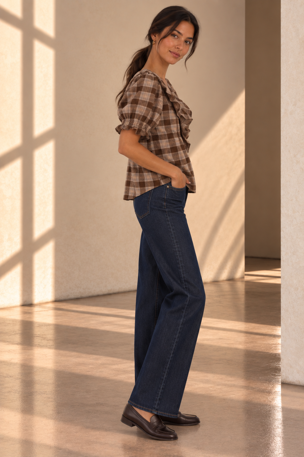 Brown &amp; Cream Lottie Blouse