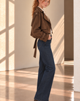 Dark Brown Kelso Suede Moto Jacket