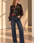 Midnight Dahlia Rose Blouse