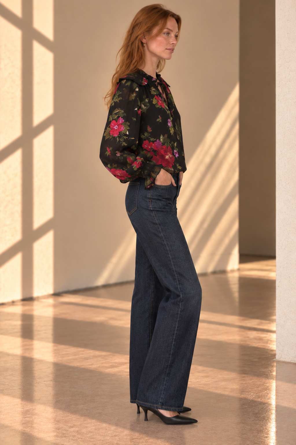 Midnight Dahlia Rose Blouse