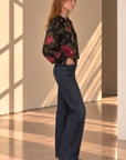 Midnight Dahlia Rose Blouse