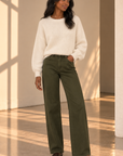 TNOLV - TUSCAN OLIVE Meg High Rise Fab AB Wide Leg