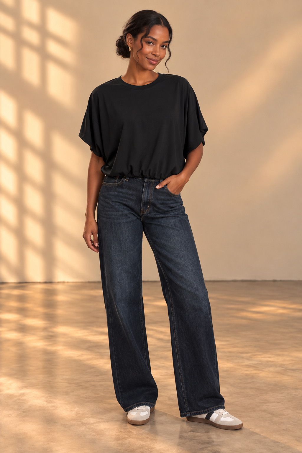 WASHED BLACK Gia Bubble Tee