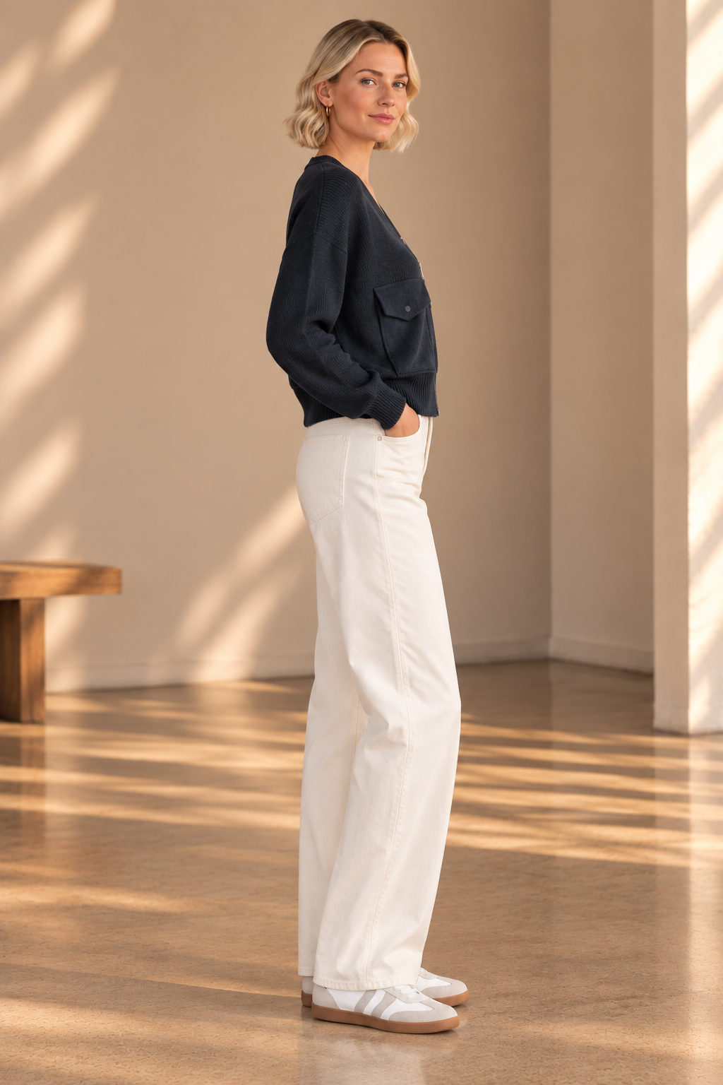 NAVY Utility Pocket Knit Zip-Up Cardigan