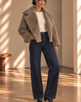 Taupe Grove Textured Vegan Fur Jacket