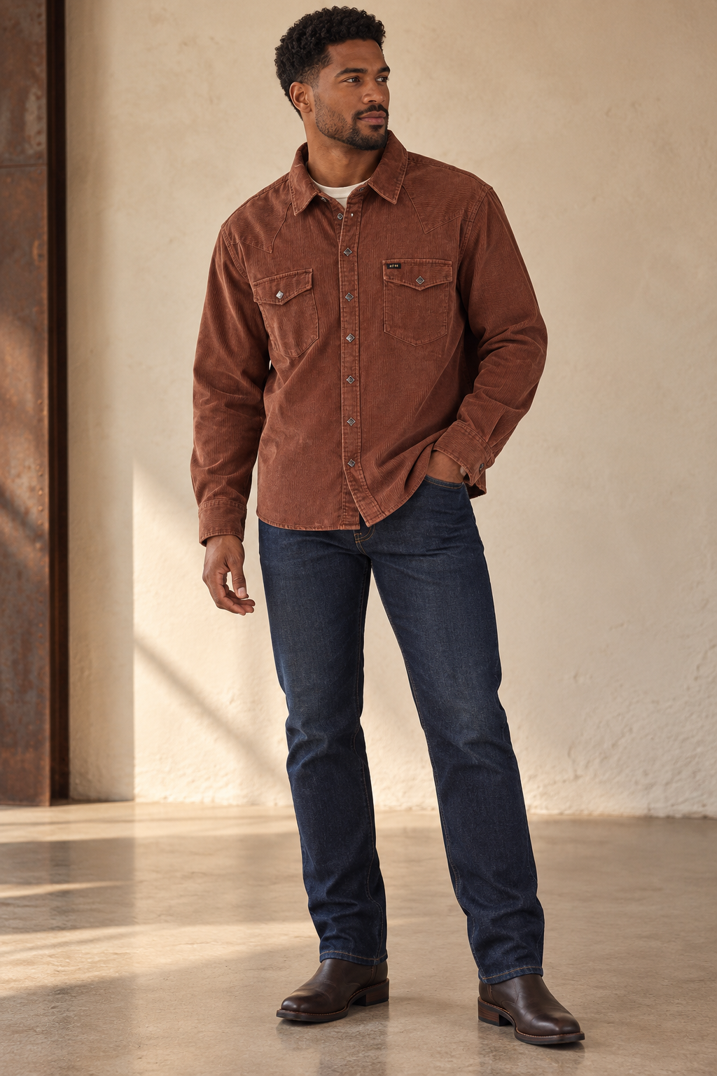 Mink Brown Banning Corduroy Snapshirt
