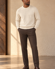 Mole Brown Brushed Twill Reg Suit Pants