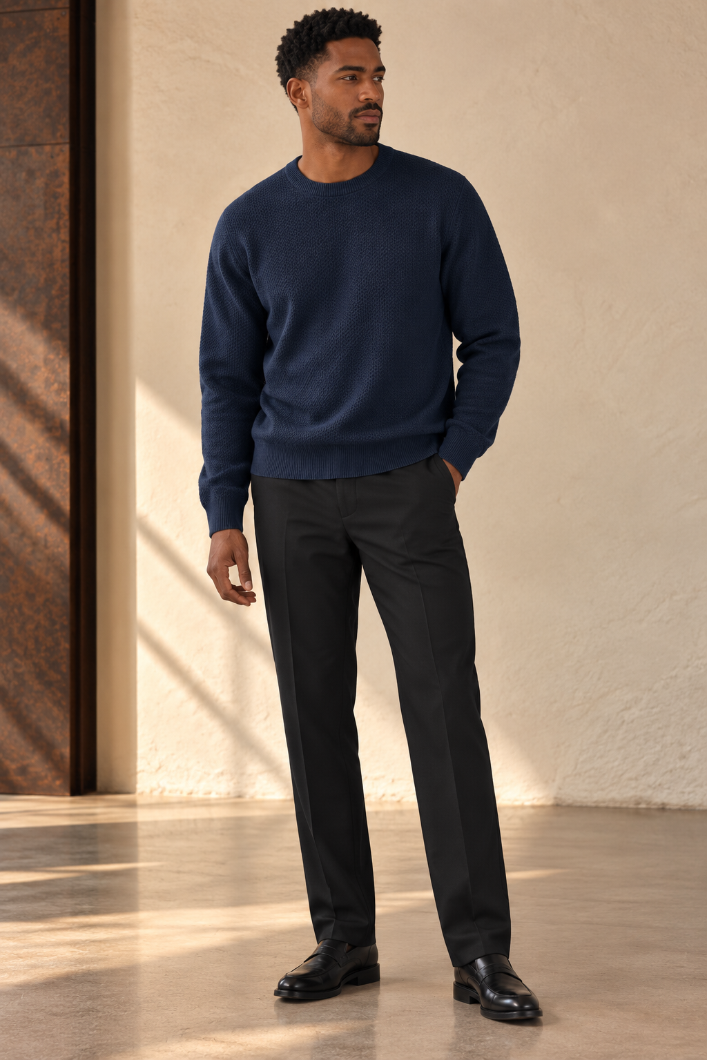 Navy Brentwood Knit Crew Neck Sweater