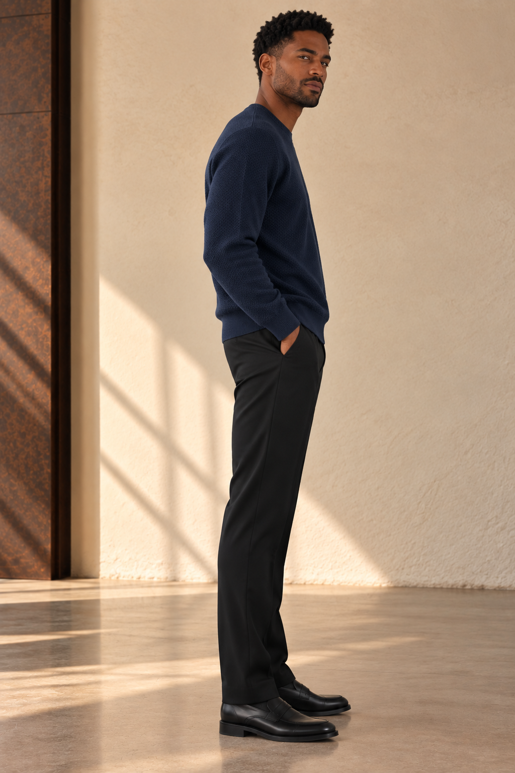 Navy Brentwood Knit Crew Neck Sweater
