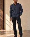 Navy Motif Long Sleeve Shirt