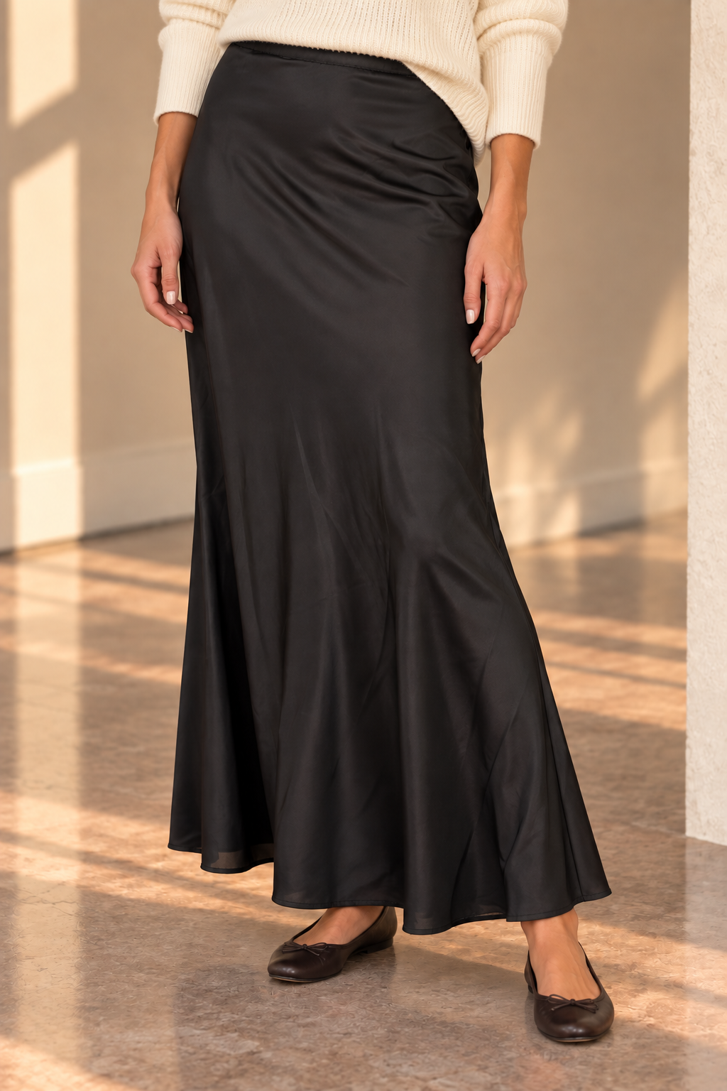 Black Night Satin Skirt
