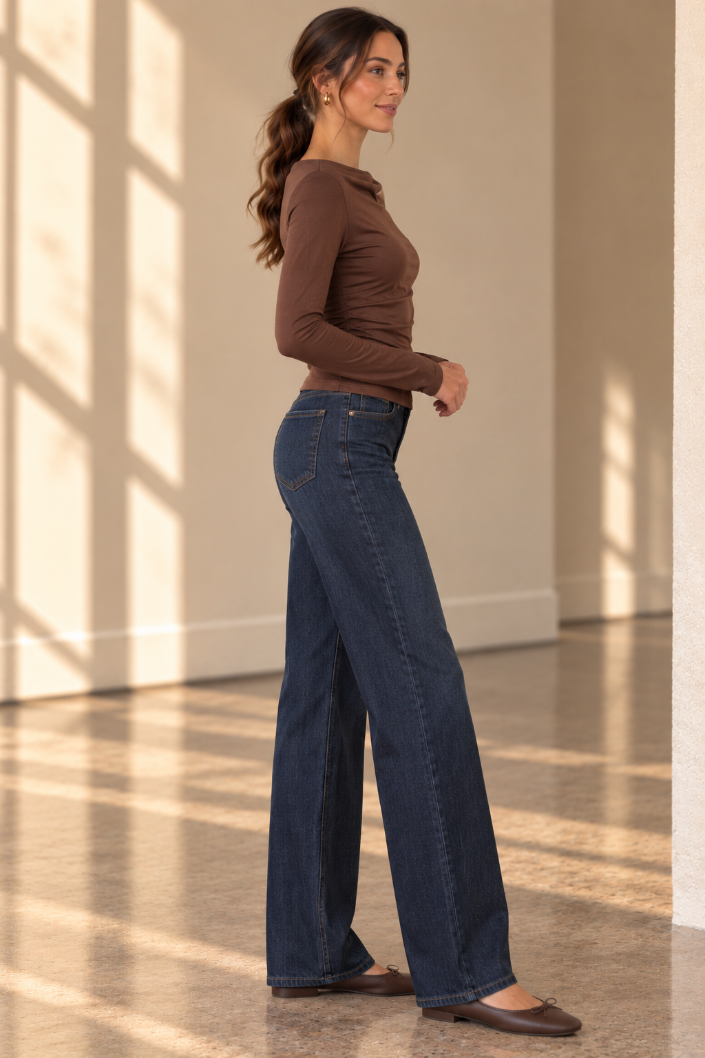 Brown Calypso Long Sleeve Top