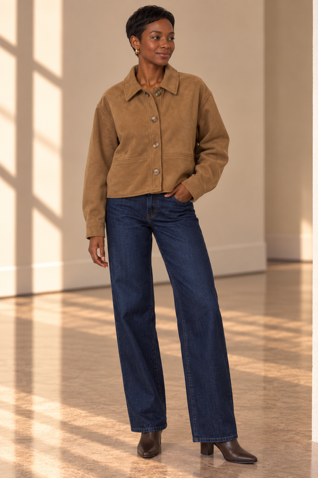 Camel Sloane Cropped Jacket