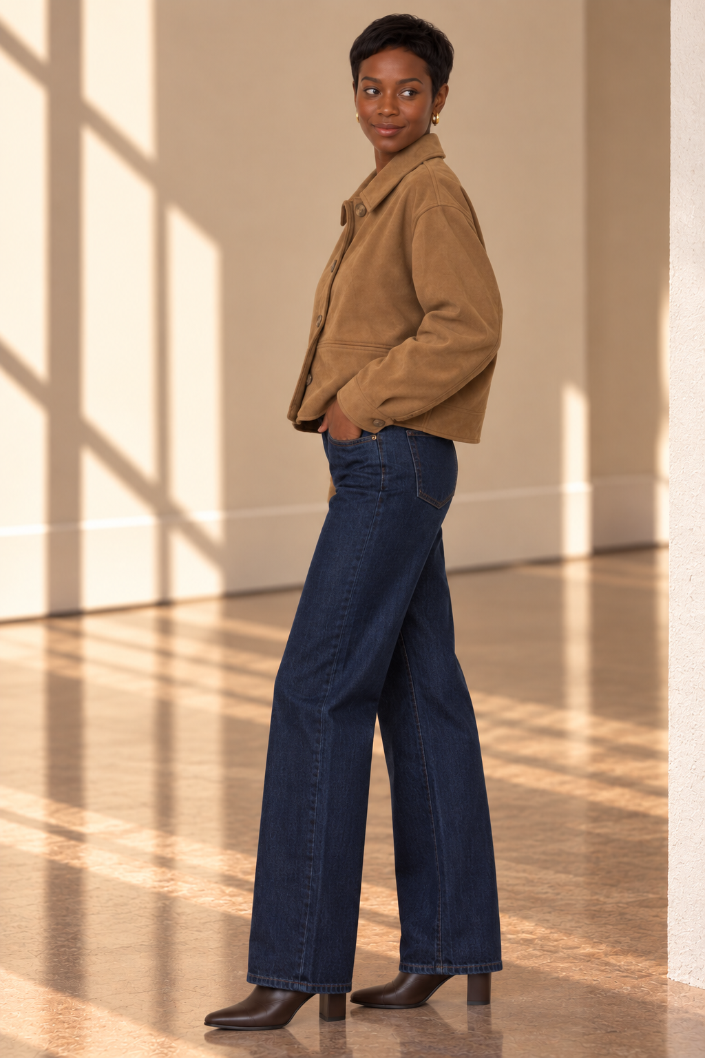Camel Sloane Cropped Jacket
