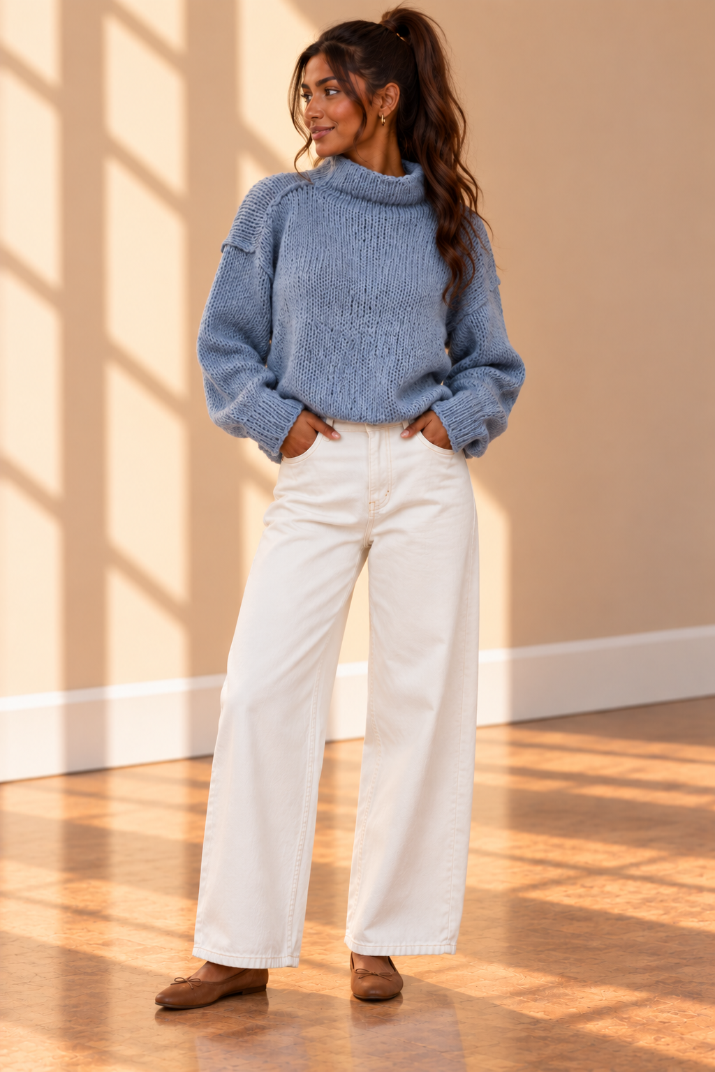 Blue Hemming Sweater