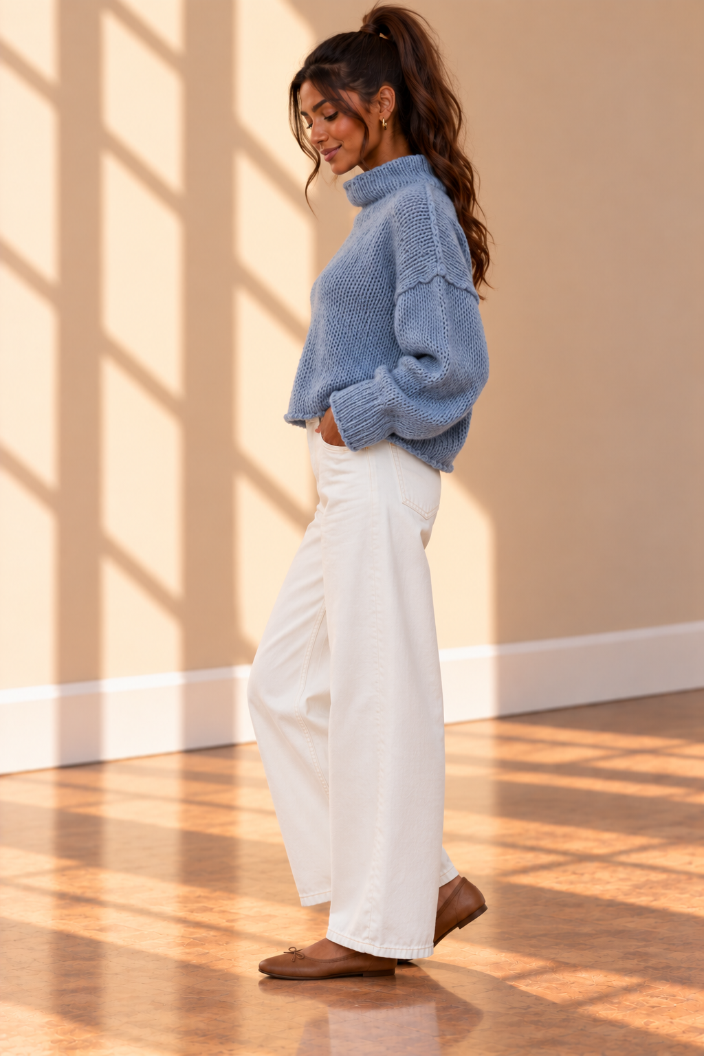 Blue Hemming Sweater