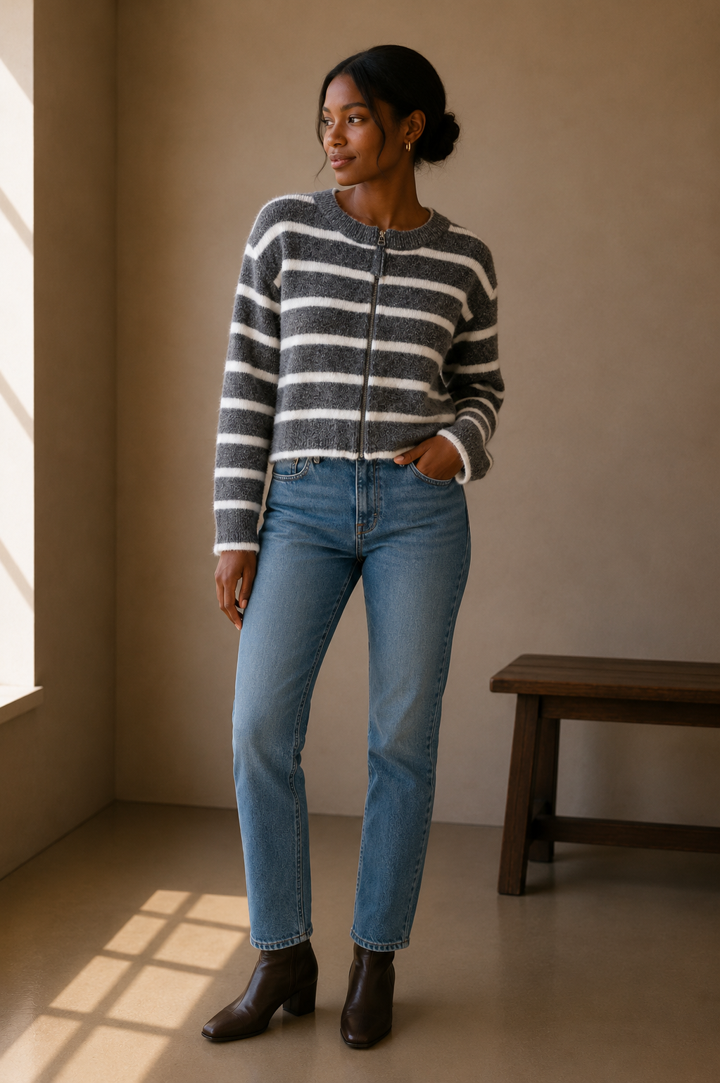 Heather Grey &amp; Ivory Sweater