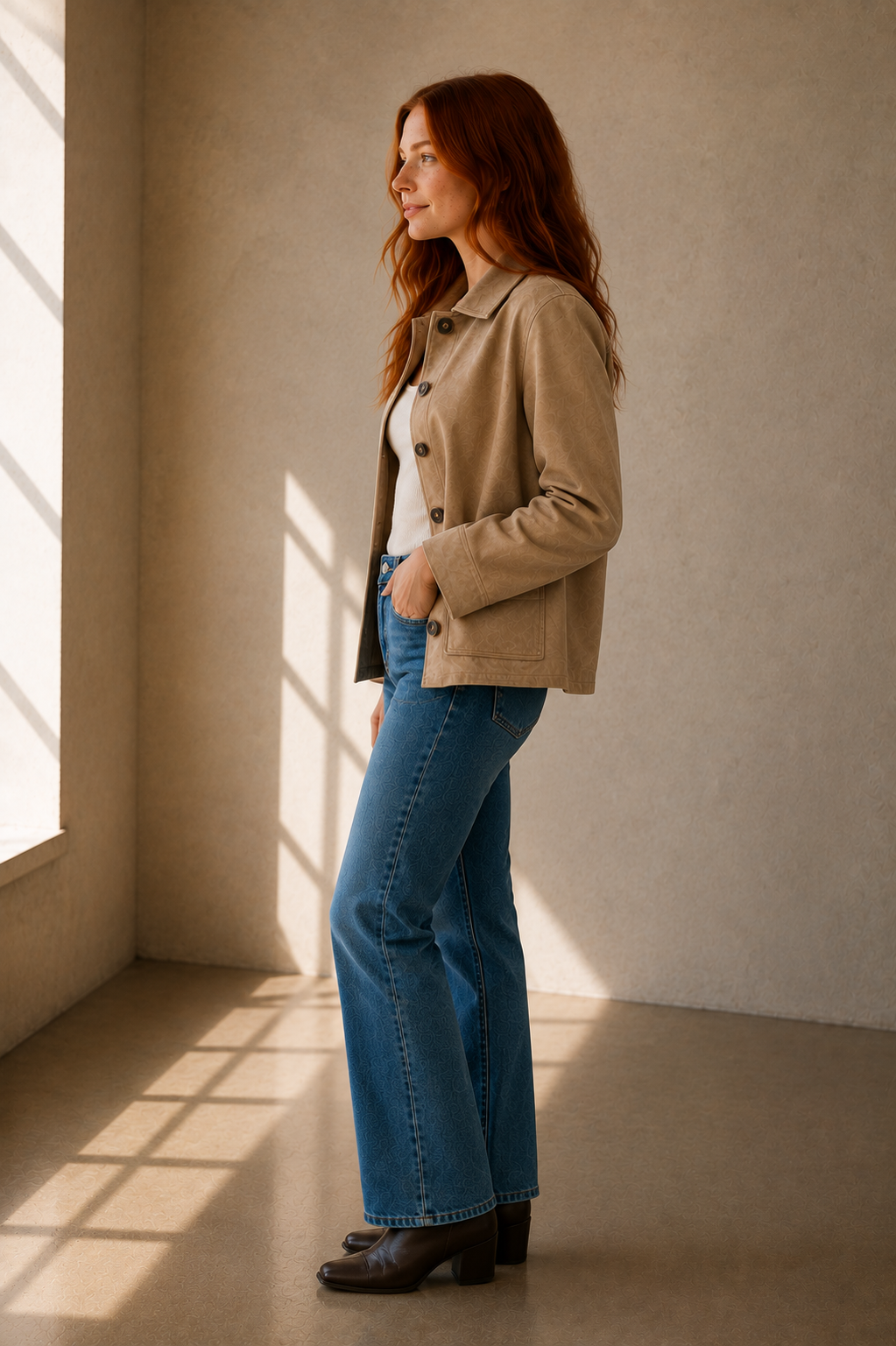 Light Sand Decker Suede Chore Coat