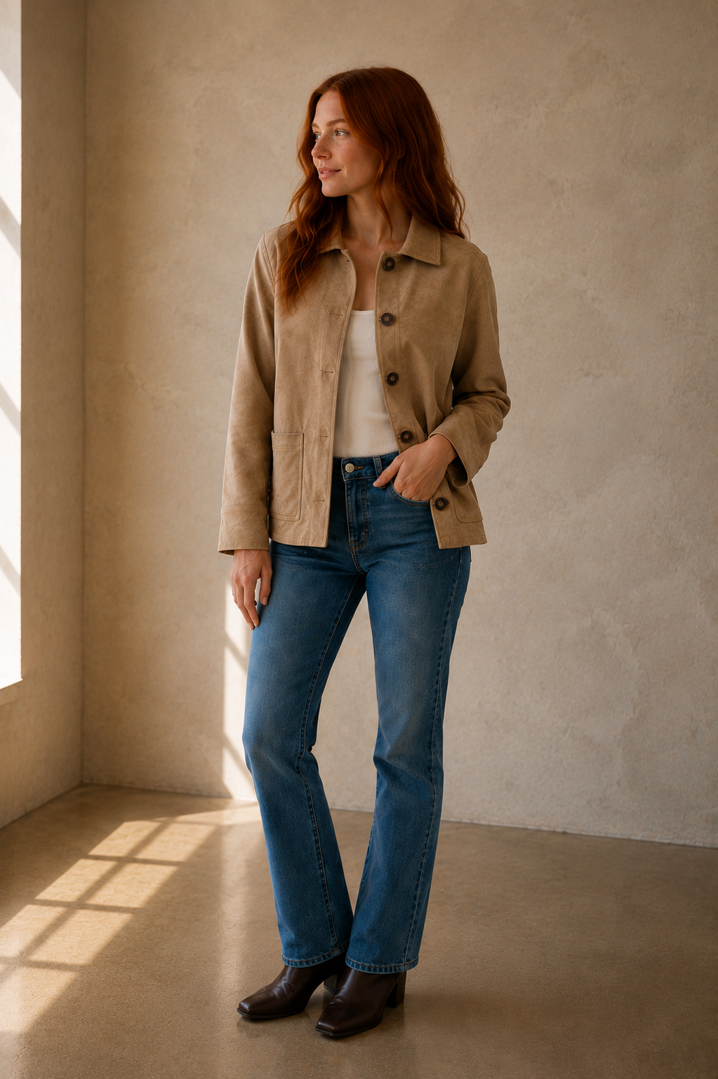 Light Sand Decker Suede Chore Coat
