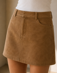 Light Sand Perri Suede Mini Skirt