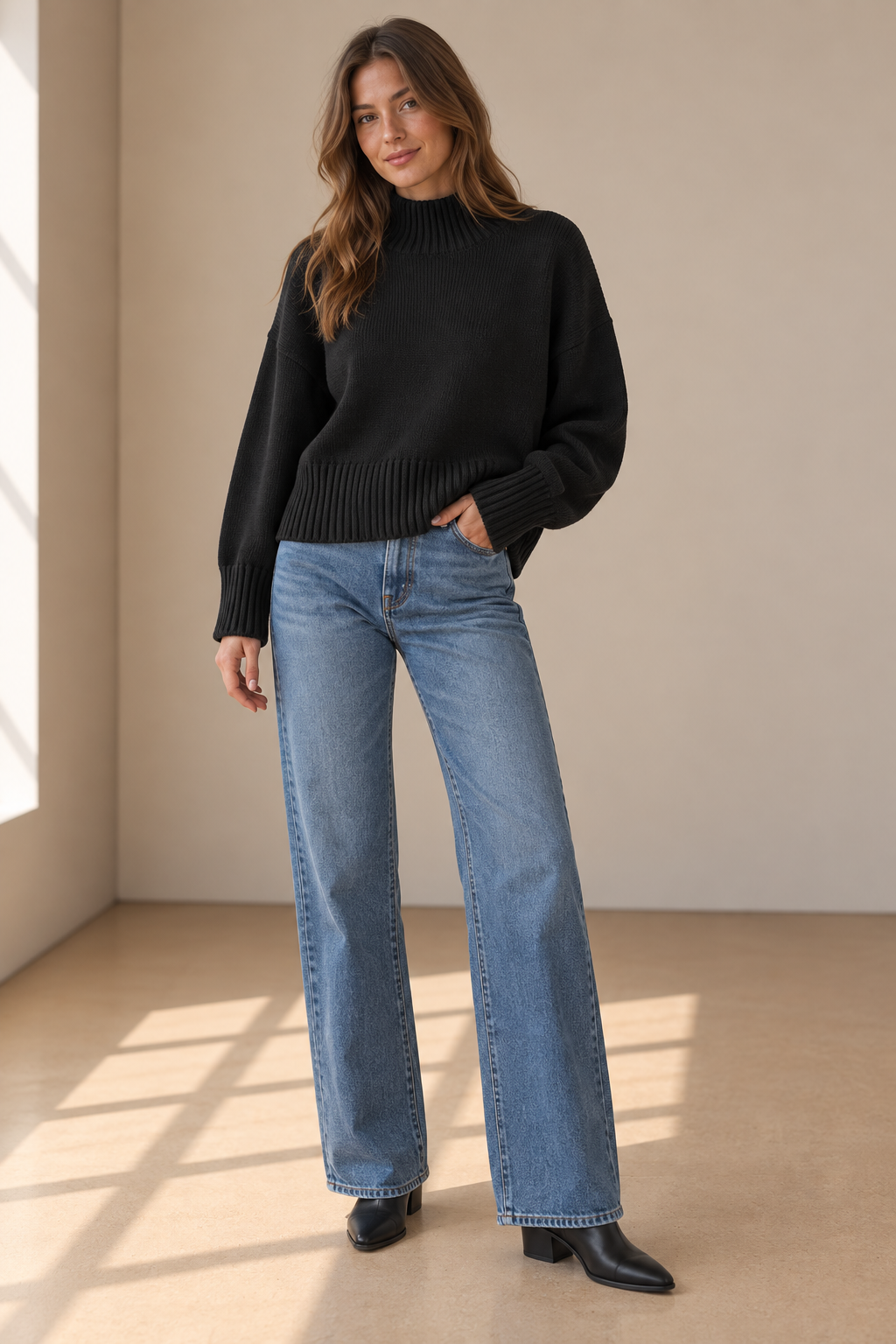 Black Uptown Mock Sweater