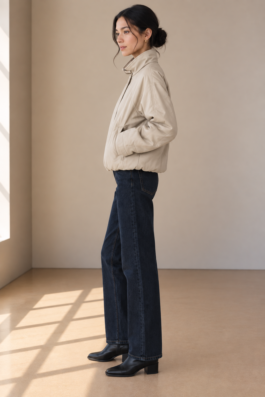 Ivory Faux Rue Bomber