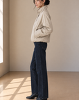 Ivory Faux Rue Bomber
