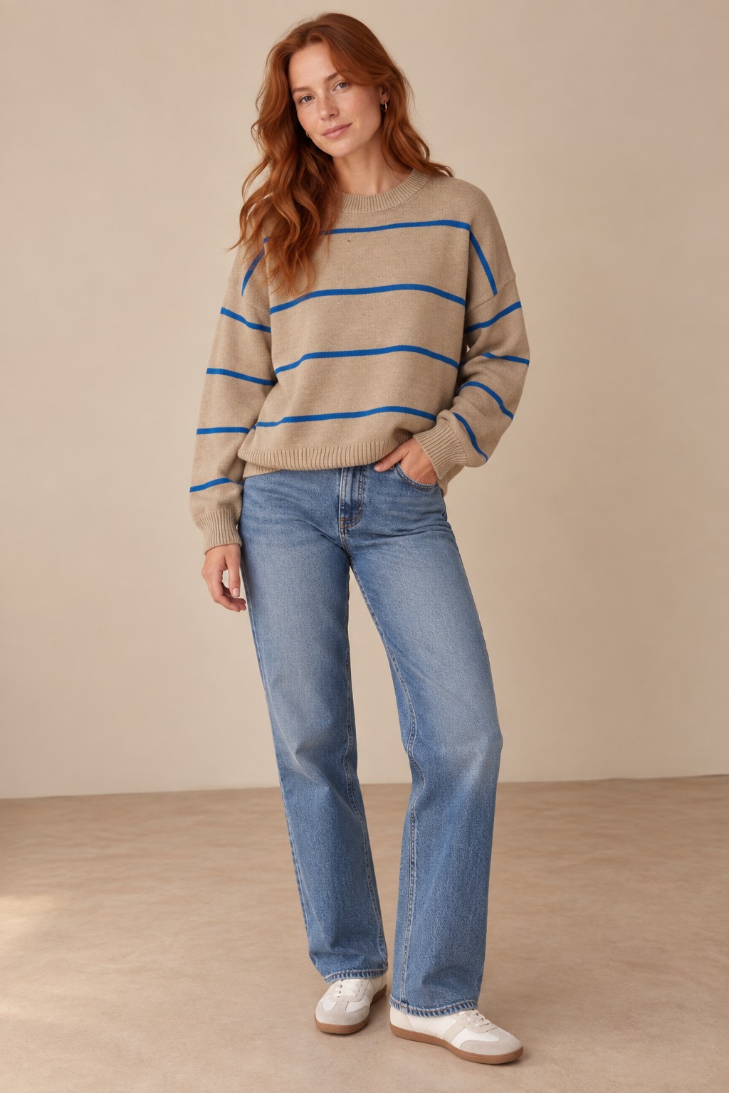 Taupe &amp; Blue Evelyn Sweater