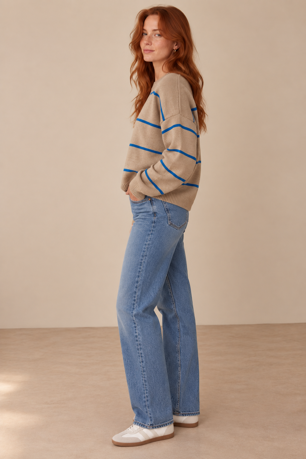 Taupe &amp; Blue Evelyn Sweater