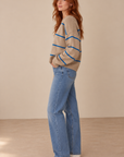 Taupe & Blue Evelyn Sweater