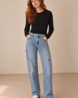 Washed Denim Lottie Straight Leg Jeans